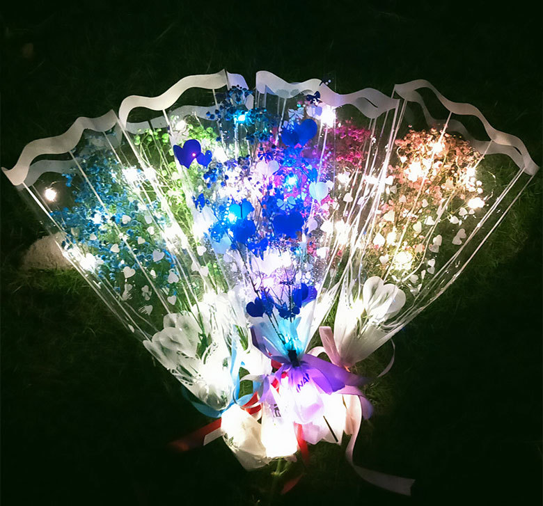 永生花干花满天星发光带灯教师节送老师女友闺蜜生日礼物发光花朵