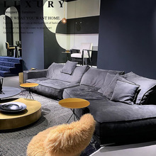 意式极简沙发客厅小户型设计师创意头层牛皮现代轻奢转角皮艺沙发
