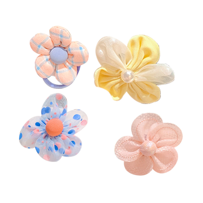 Children's Hair Band Cute Flowers Rubber Band Girls' Baby Headdress Bow Little Girl Hair Accessories Hairtie Does Not Hurt Hair