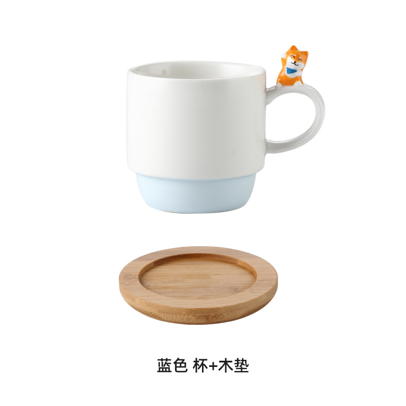 Shiba Inu Stacking Cup Mug Ceramic Drinking Cup Oatmeal Breakfast Cup Cute Girl Office Household Coffee Cup