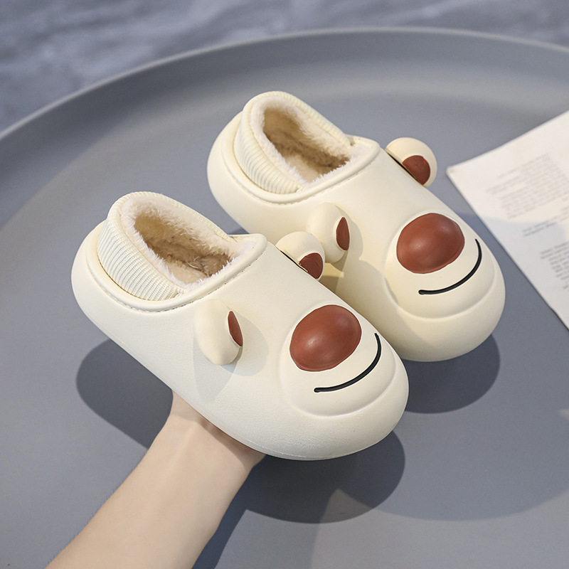 2023 New Cotton Shoes Women's Home Fleece-lined Warm Cartoon Cute Bear Bear Comfortable Soft Parent-Child Cotton Slippers Wholesale