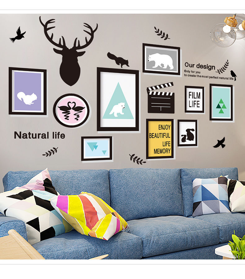 网红墙贴画贴纸ins少女心卧室床头宿舍房间装饰品墙动物图案平面