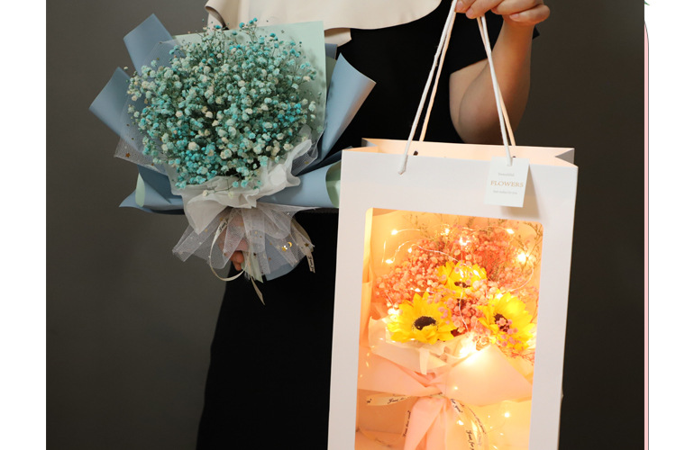 diy满天星灯花束材料包礼盒手捧花灯饰包装纸套装女生送闺蜜