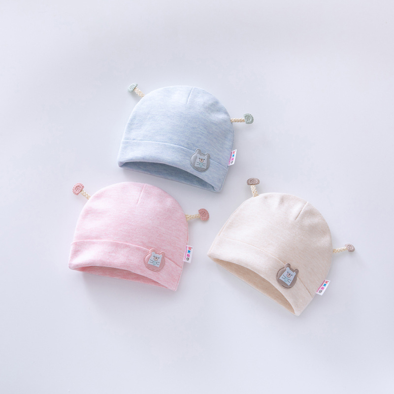 Baby Hat Autumn and Winter 0-3 Months Baby Boys and Girls Pure Cotton Newborn Boneless Double Layer Spring and Autumn Beanie