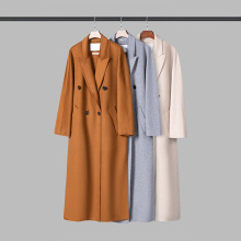 走秀款2023新款Selina双排扣水波纹双面羊绒大衣cli maxmara cas