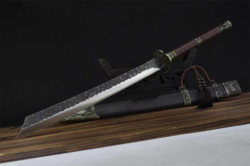 龙泉市刀剑手工锻打一体康熙战刀复古长刀影视冷兵器双手刀未开刃