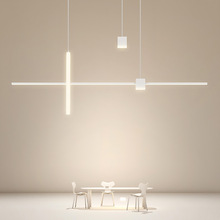 极简餐厅吊灯线条几何现代简约北欧白色饭厅餐桌岛台吧台长条吊灯