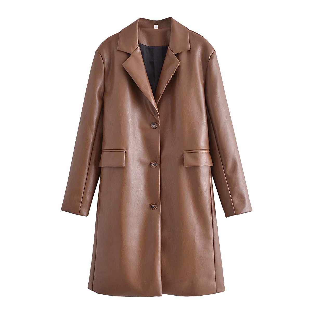 真皮风衣女欧美图片