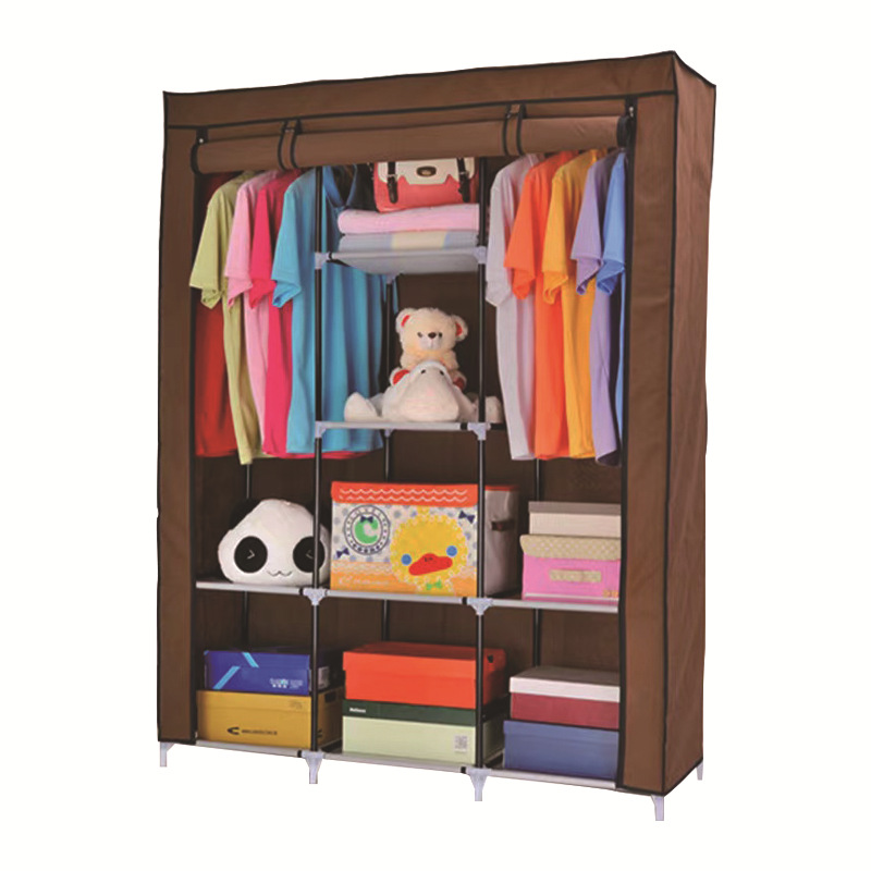 Simple Wardrobe Thickened Steel Pipe Component Wardrobe Foreign Trade Dustproof Storage Wardrobe Non-Woven Wardrobe