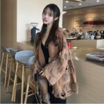 小香风开衫外套+吊带裙两件套毛衣女秋冬新款宽松破洞针织衫套装