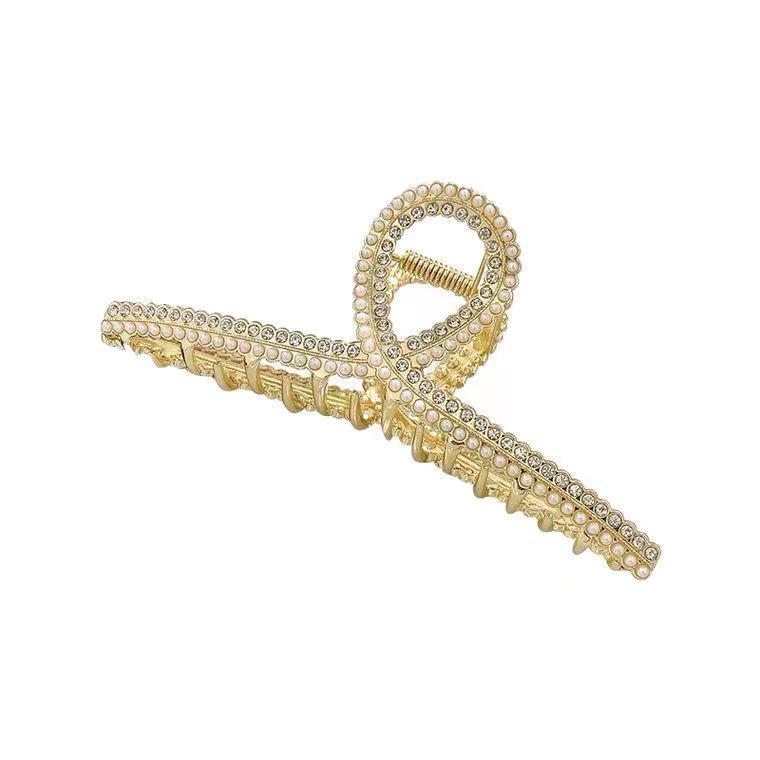 Pearl Rhinestone Hair Claws Summer Hairpin Alloy Clip Back Head Updo Large High-Grade Elegant Hair Accessories