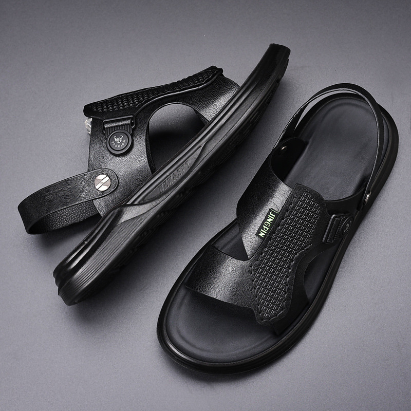 头层羊皮夏季新款男士凉鞋真皮沙滩鞋男款皮拖休闲凉拖男鞋拖鞋软