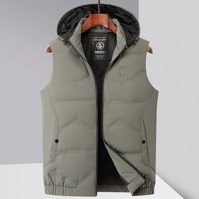 down Vest Men's Autumn and Winter Warm White Duck down Vest 2023 New Men's down Jacket Waistcoat Detachable Cap