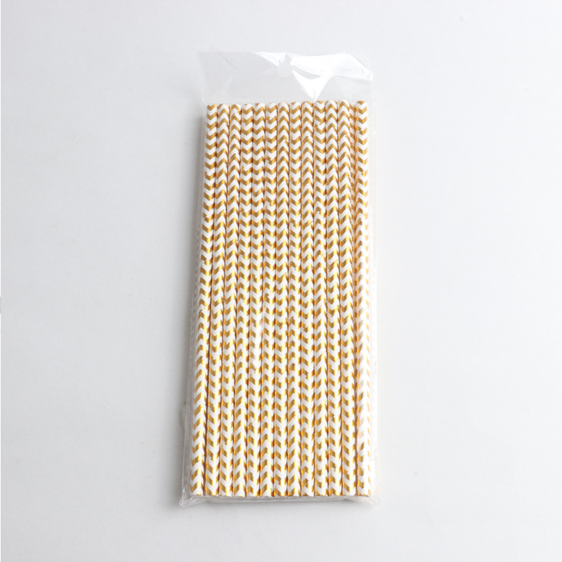 Paper Sucker Disposable Bronzing Stripes XINGX Kinds of Juice Drinks Party Decoration Paper Straws Factory Wholesale