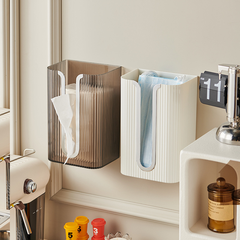 Household Face Towel Storage Box Wall-Mounted Toilet Tissue Box Punch-Free Bathroom Toilet Paper Holder 0714