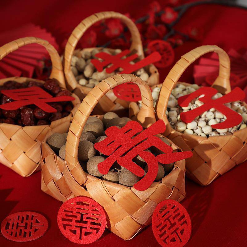 早生贵子提篮结婚用品压床摆件摆盘喜婚房模具提篮婚礼婚庆礼品
