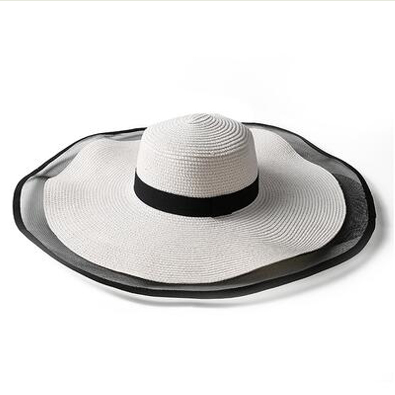 Big Brim Face-Covering Hat Elegant Organza Bucket Hat Women's Summer Thin Sun-Proof Korean Style Japanese Style Straw Hat