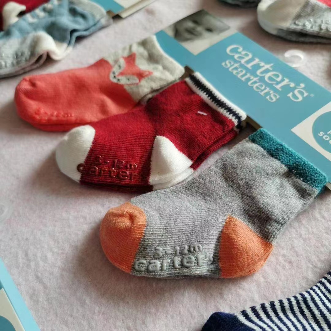 外贸卡特儿童棉袜 点胶防滑宝宝袜 0-2岁婴幼儿中筒袜-阿里巴巴