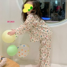 牛奶丝儿童睡衣家居服薄款套装2023新款女童卡通小中大儿童空调房