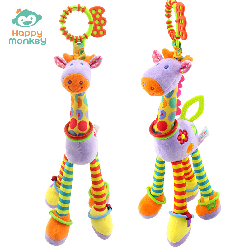 Happy Monkey Baby Cart Toy Rattle Pendant Baby Crib Hanging Bed Bell Cartoon Giraffe Dongguan