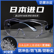 日本原装 护目镜PC可调节防风沙溅射粉尘冲击劳保防护眼镜