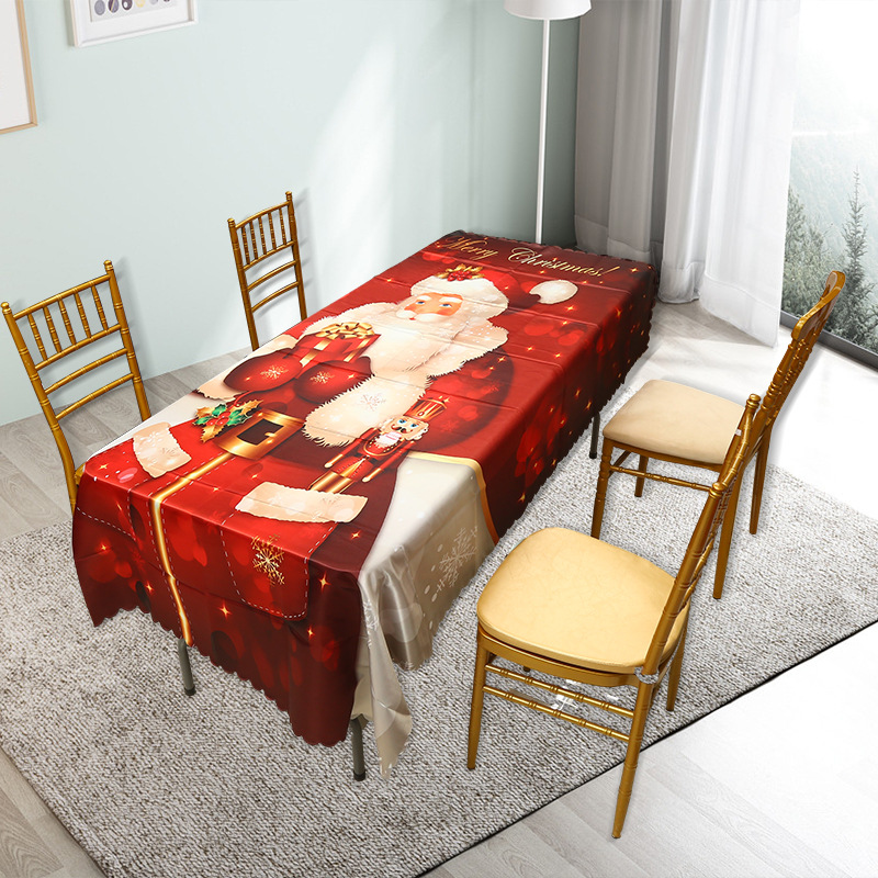 Christmas Printed Tablecloth Restaurant Tablecloth Light Luxury Square Tablecloth Jubilant Decoration Waterproof and Oil-Proof round Tablecloth Wholesale