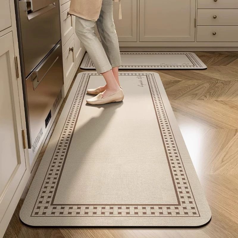 American Retro Absorbent Long Floor Mat Stain-Resistant Oil-Absorbing Kitchen Floor Mat Bathroom Entrance Diatom Ooze Bathtub Floor Mat