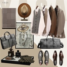 YASA【商务男士衣柜Ⅱ】样板房衣帽间绅士意式西服马甲皮鞋软装饰