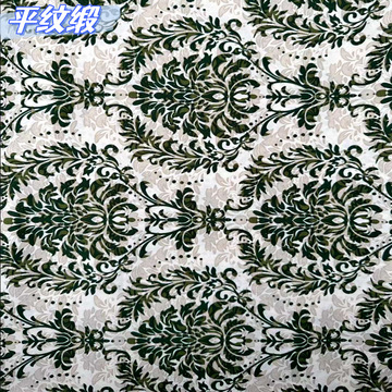 新款精品复古消光平纹缎印花面料短裙衣裤子女装连衣裙长服装布料