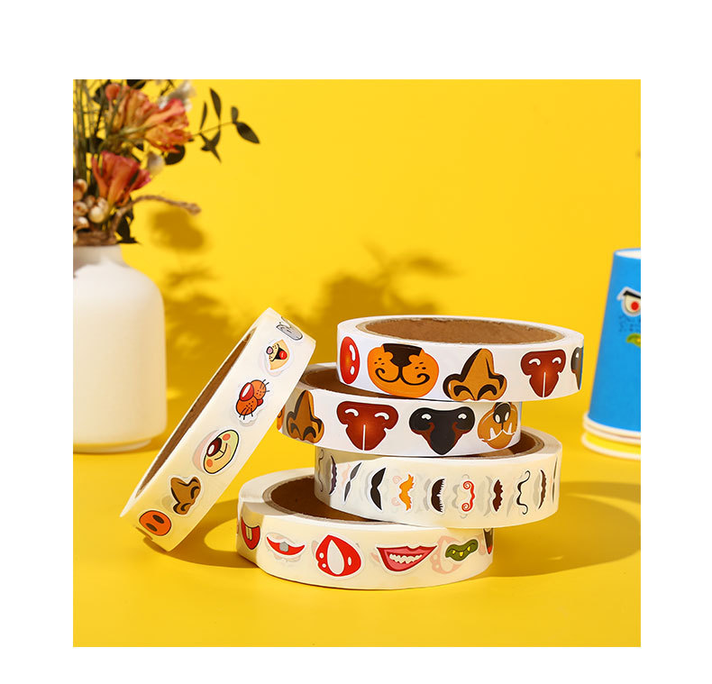 带背胶黑白彩色眼珠不干胶贴纸五官表情胶带 卡通diy手工创意材料