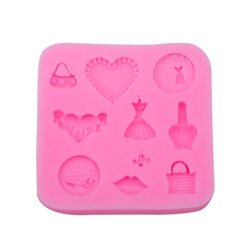 Scissors Comb Hair Dryer Hair Dressing Tool Fondant Baking Silicone Mold Perfume Bottle Bag Love Sexy Lips