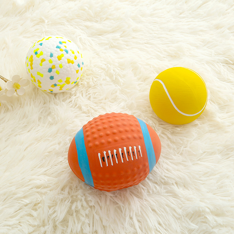 Pet Latex Toys Latex Rugby Football Sounding Toy Bite-Resistant Vent Pet Dog Toy Wholesale