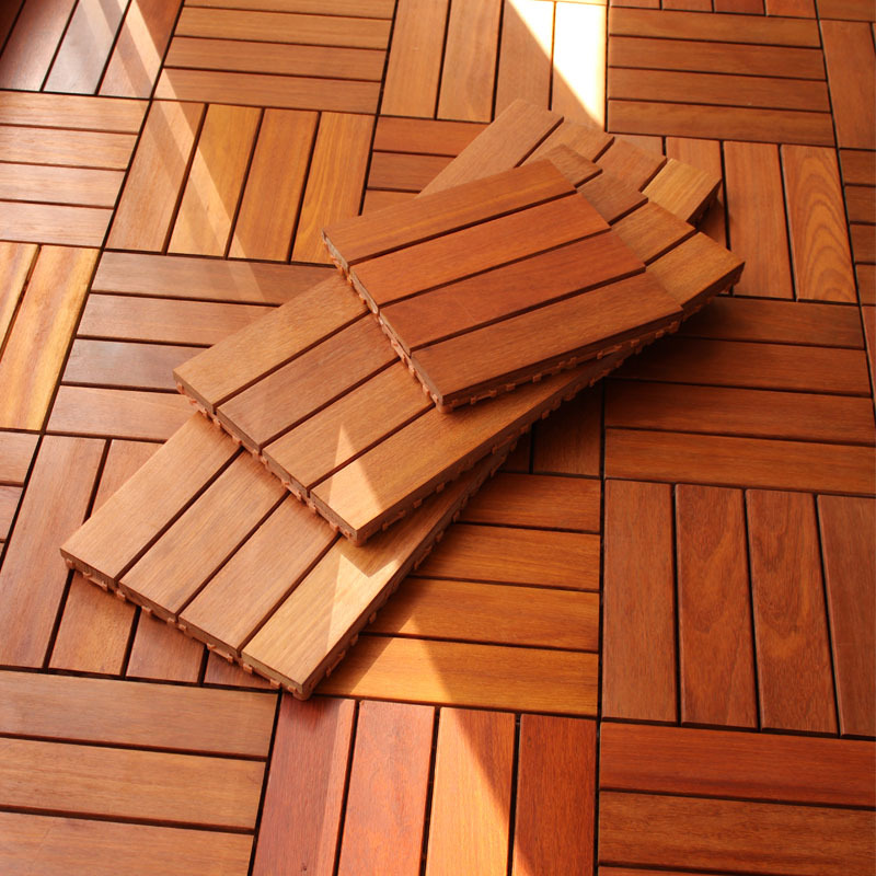 菠萝格阳台地板户外防腐木拼接实木自己铺阳光房露台防水木地板贴