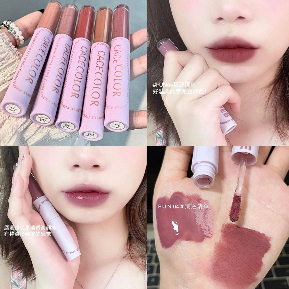 C49 Fun Double-Headed Lip Lacquer 6-Color Youth Series Student Autumn and Winter New Lipstick Lip Balm Beauty Wholesale