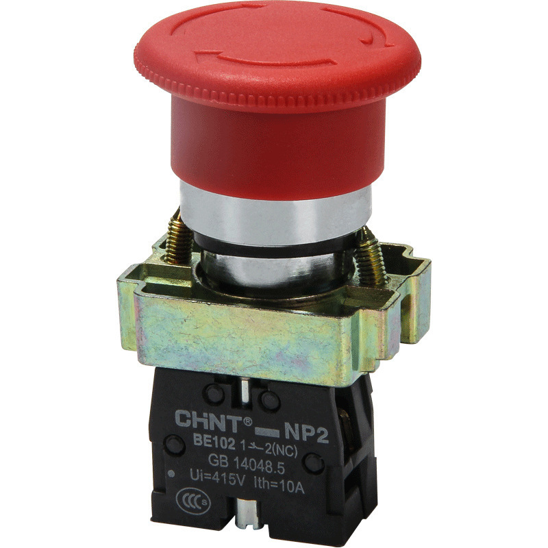 正泰急停按钮开关np2-bs542紧急停止开关常开常闭旋转复位红色
