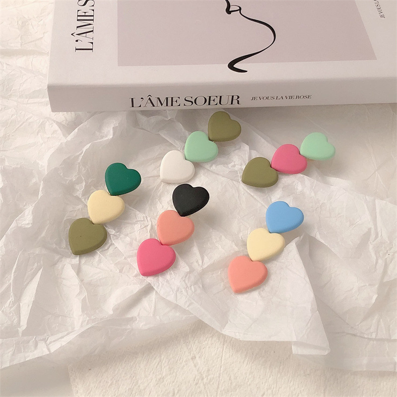 Contrast Color Love Heart-Shaped Hairpin Ins Girl's Cute Hairpin Bang Clip BB Clip Sweet All-Matching Hair Accessories Japanese and Korean Headdress