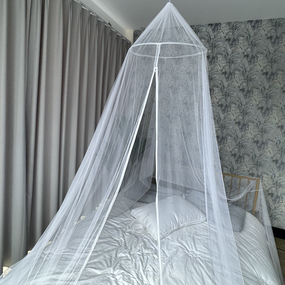 夏季批发外贸加密大床圆顶蚊帐 拉链新款吊顶吊挂公主蚊帐-阿里巴巴
