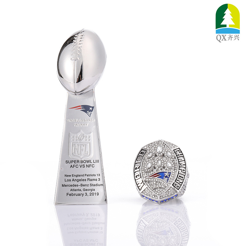 nfl2018年新英格兰爱国者队冠军戒指 奖杯套装亚马逊全网热卖钢模