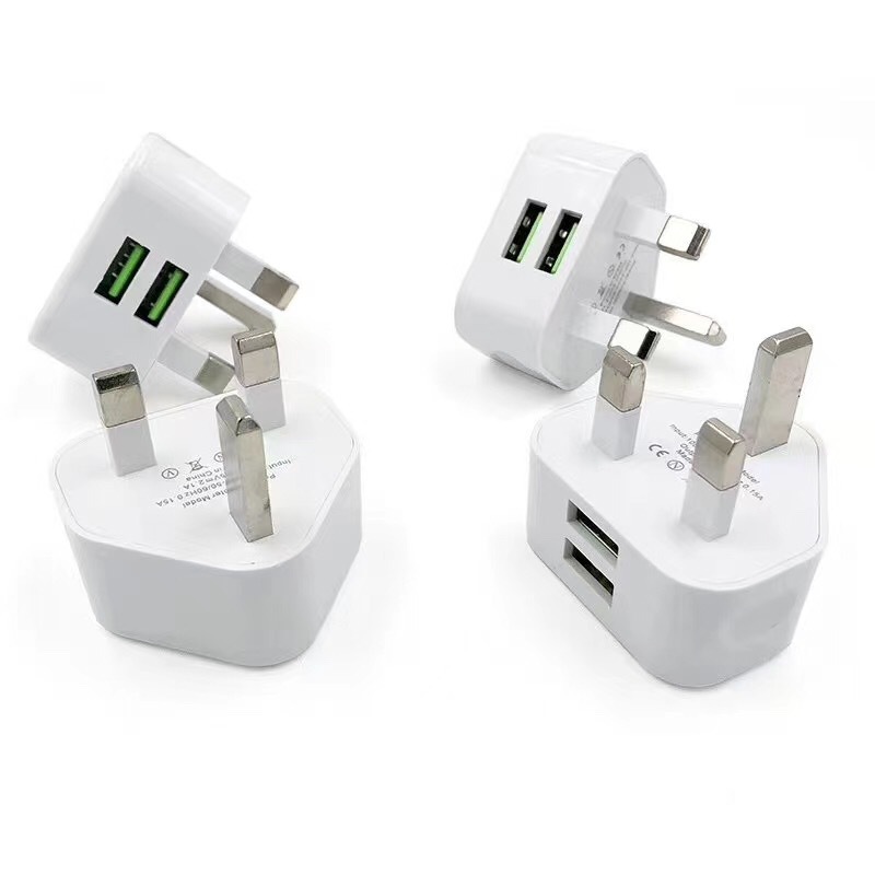 港版三脚三角5v1a适用苹果英规充电器 2a双usb手机充电头香港通用