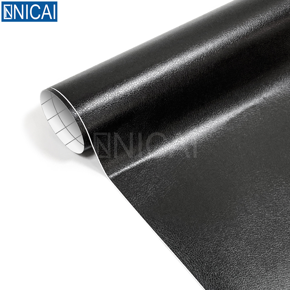 工厂批发皮纹改色膜哑黑色汽车内外饰3d纹贴膜pvc膜哑光仿皮革
