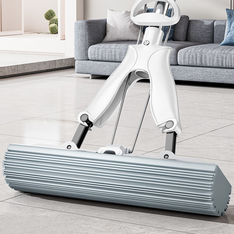 五月花 加长33cm对折式挤水可伸缩胶棉拖把吸水拖布干湿两用