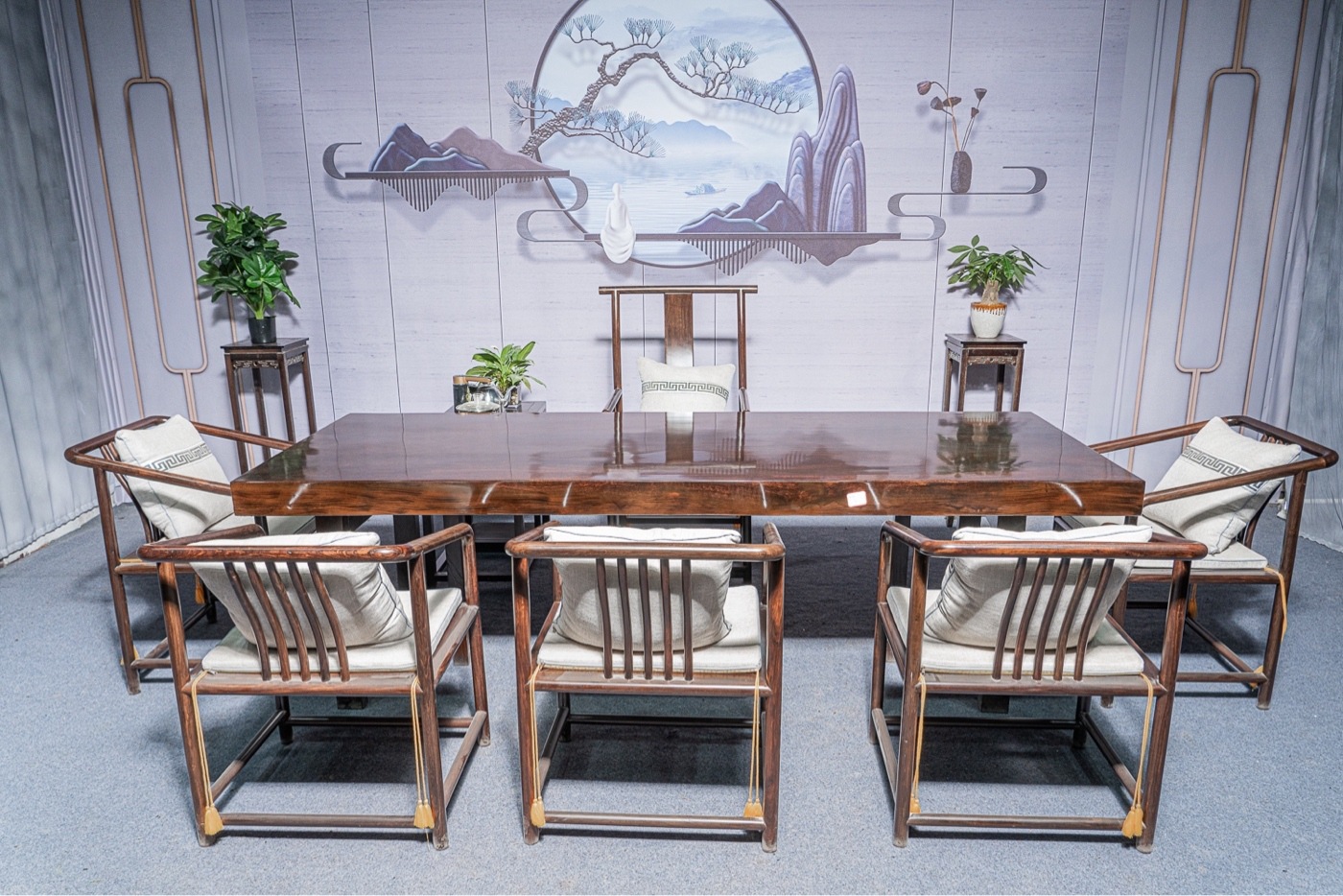 黑檀(风车木)实木大板 全方 红木餐桌新中式茶桌办公桌家具现代