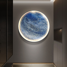 现代轻奢发光月球星球玄关卧室圆形装饰画客厅沙发背景墙灯壁画