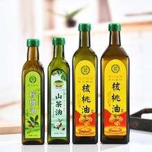批发山茶油瓶透明核桃油瓶墨绿色橄榄油瓶方形菜籽瓶香油玻璃瓶子