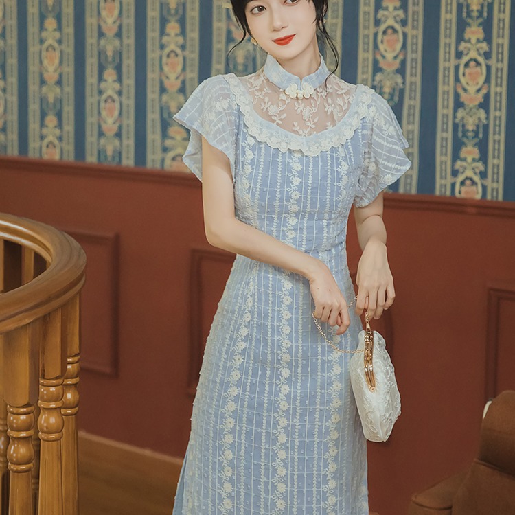 法式复古民国风小洋装名媛年轻款气质旗袍改良版连衣裙少女日常夏