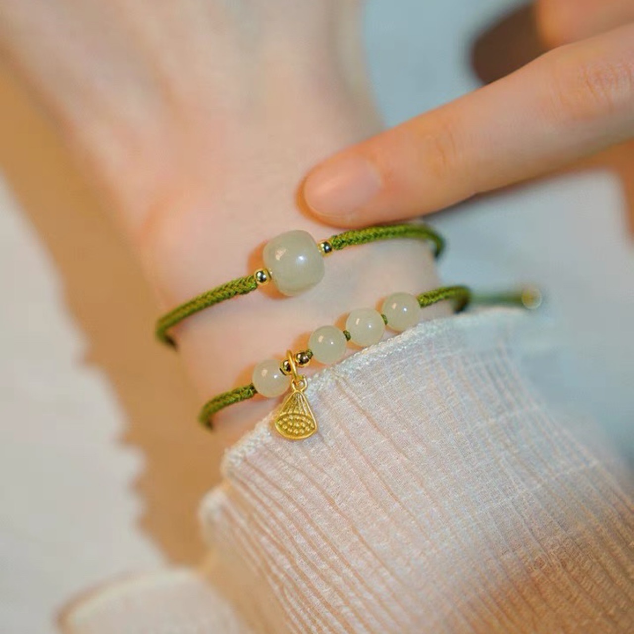 天然和田玉手绳高级感手工编织手链小众设计古风手饰闺蜜-阿里巴巴