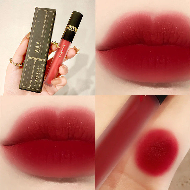 Dammanpu Thin and Glittering Lip Lacquer Student Matte Finish Velvet White Good-looking Internet Celebrity Same Style