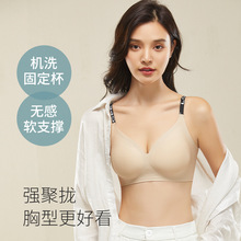 新品无痕内衣女软支撑固定杯无钢圈小胸聚拢防下垂收副乳美背文胸