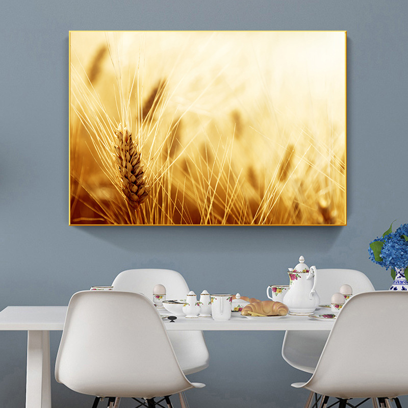 丰收餐厅酒店餐馆火锅店装饰画金色麦田大麦民宿客房壁画玄关挂画