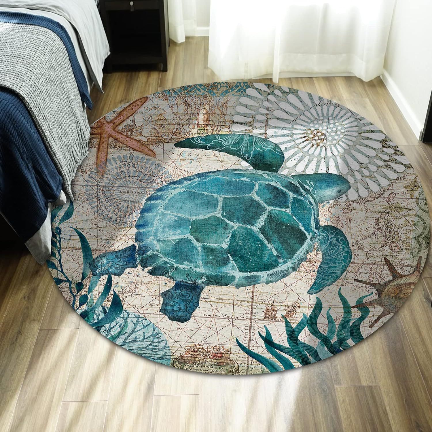 亚马逊海龟动物地毯圆形吊篮摇椅垫客厅地毯沙发茶几毯卧室床边毯